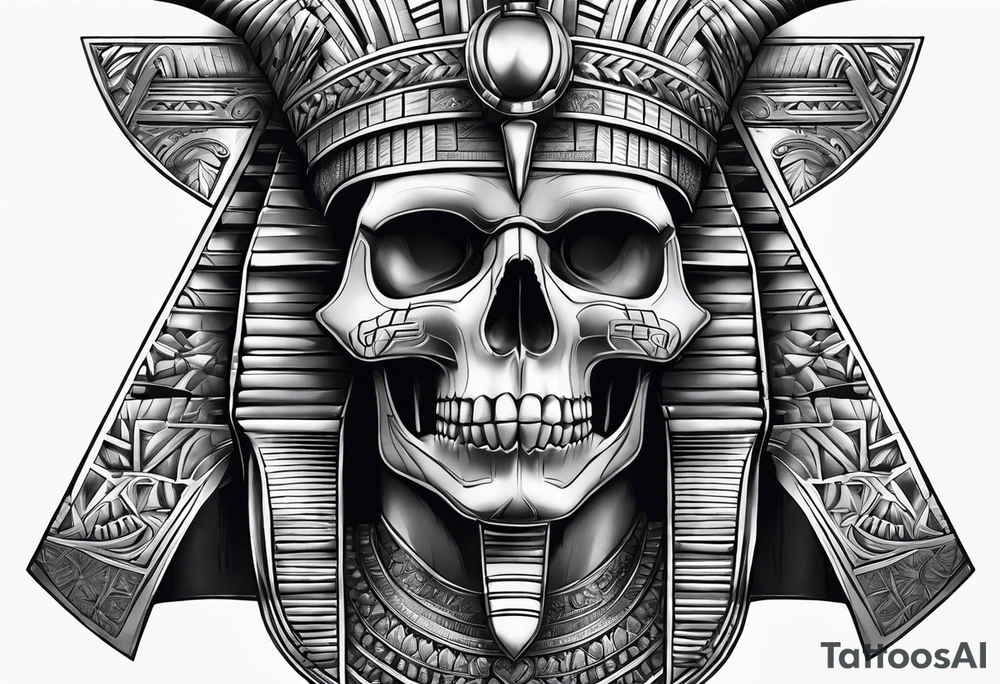 pharaoh skull realistic tattoo idea