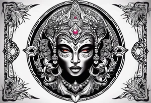 kali ma, alien goddess, valkrye, aries, cosmic pirate, divine feminine, zenza resonance, pachamama, lotus azul, blank panther, eagle, skull, 5D, nueva gaya, dna 12, left side chest tatoo tattoo idea