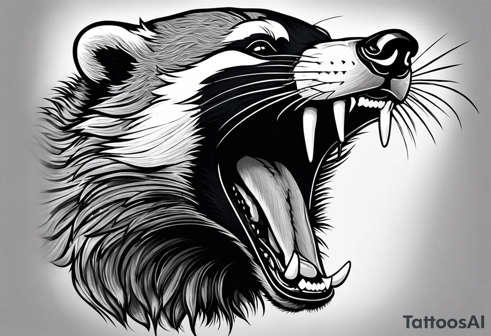 badger mouth open tattoo idea