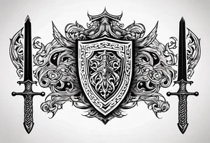 Valhalla sword  fire chains shield family tattoo idea
