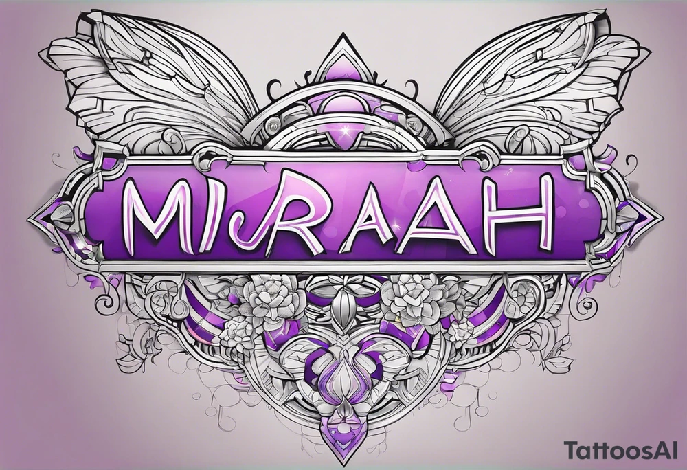I want a tattoo of my daughter’s name MARIAH. I want it block graffiti style with some background shading colors should be pink teal purple and other colors like that and also some orange and black tattoo idea