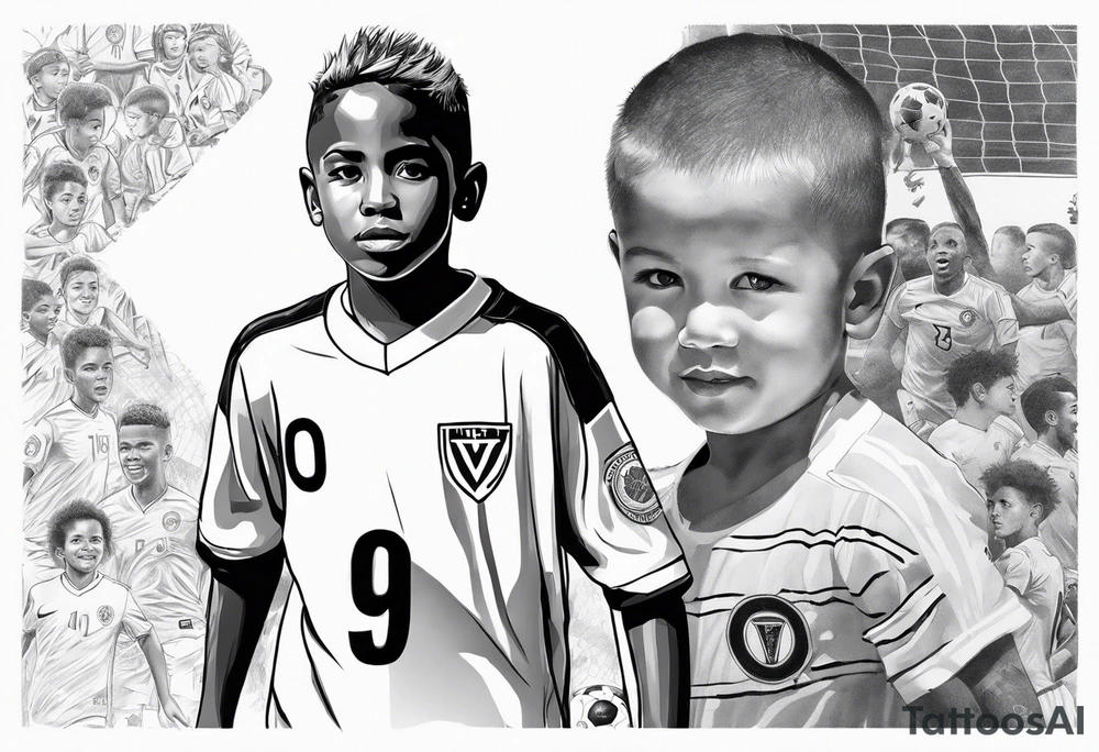 Young soccer kid with Virginia and 92 number for the year I was born tattoo idea