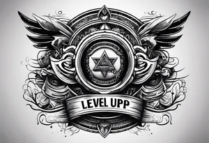 the text "Level Up" tattoo idea