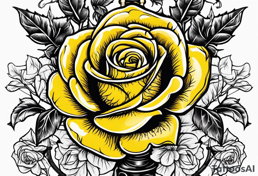 Irish bagpipes yellow rose tattoo idea