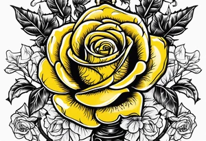Irish bagpipes yellow rose tattoo idea