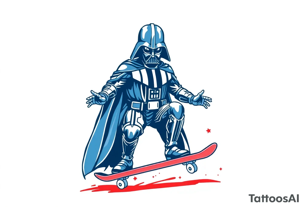Darth Vader skateboarding >
blue & red tattoo idea