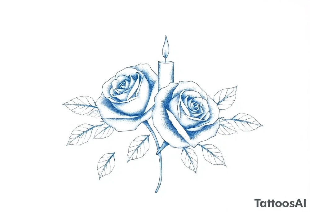Passed love one, two roses, two candles, blue tattoo idea Passed love one, two roses, two candles, blue tattoo idea