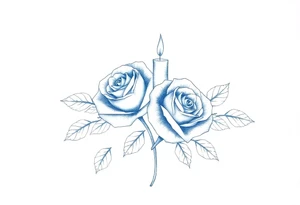 Passed love one, two roses, two candles, blue tattoo idea