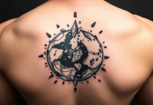 A shattered earth some pieces are crumbling off the Earth tattoo idea