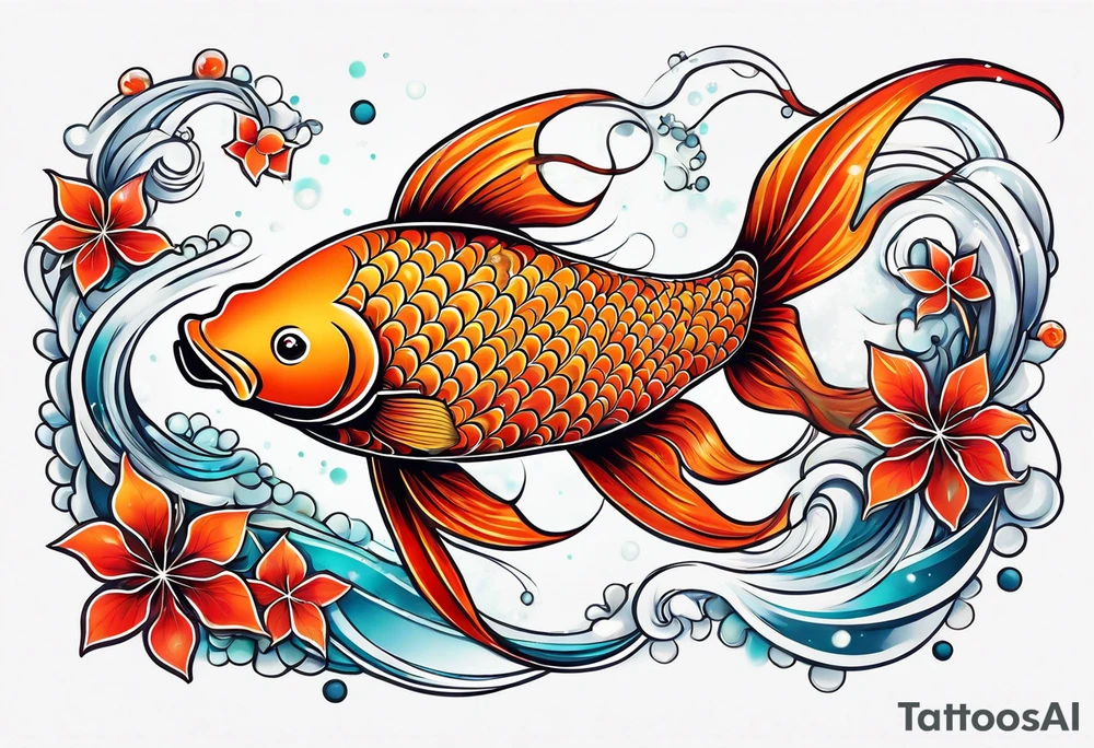 Constellation, animal fish koi carp, snowflake tattoo idea