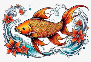 Constellation, animal fish koi carp, snowflake tattoo idea