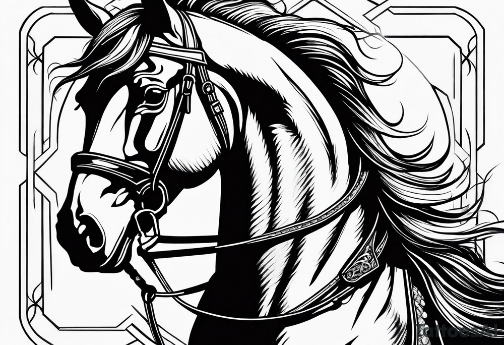 Horse drawn using simple lines tattoo idea