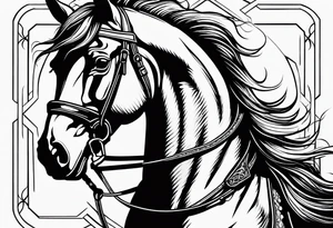 Horse drawn using simple lines tattoo idea