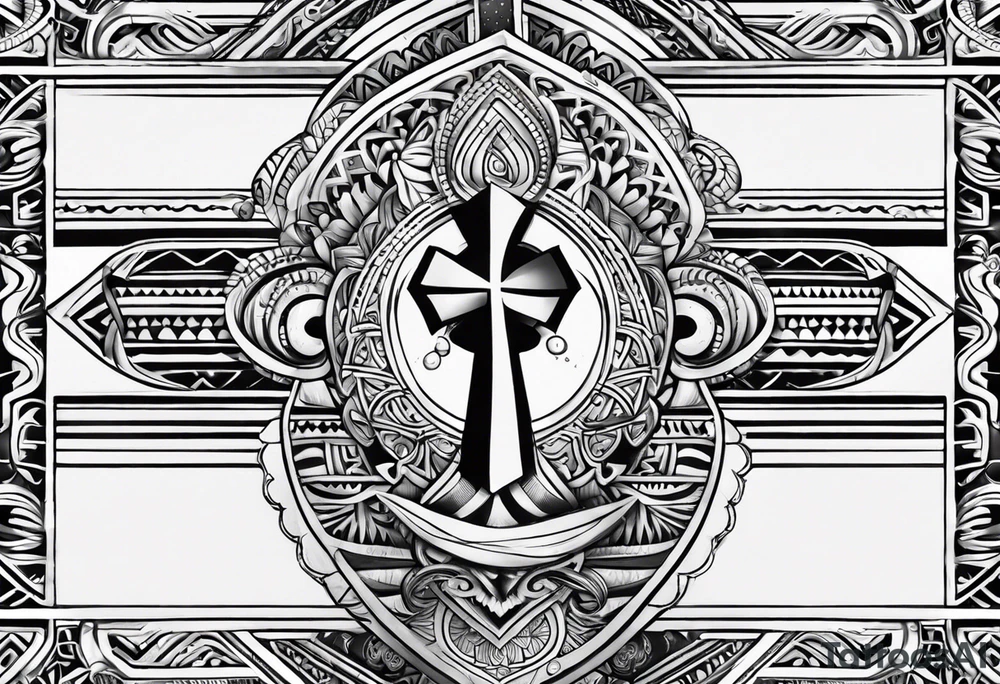 ankh mixed maori for whole arm tattoo idea