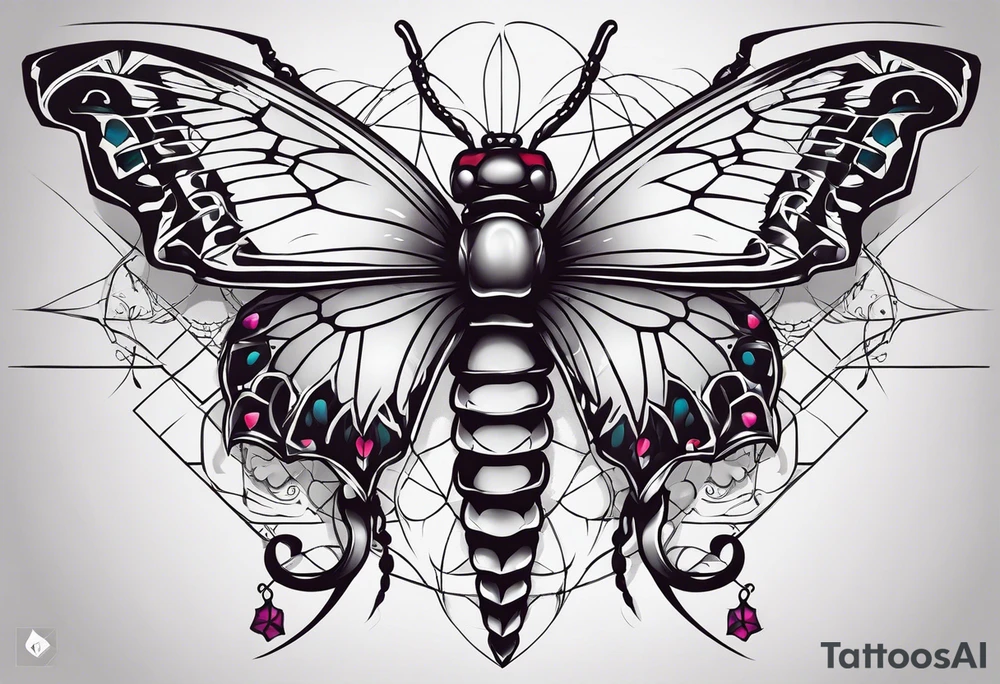 Large scorpions and butterflies tattoo idea
