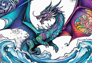 Flying dragon, ice around tattoo idea