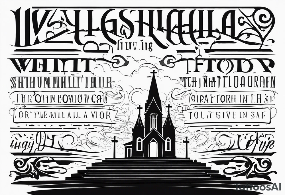 Valhalla  fog stairs mist church tattoo idea