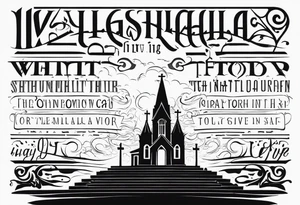 Valhalla  fog stairs mist church tattoo idea