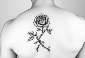Upper arm tattoo of a rose thorn vine stabbed inside of the wrapped around forearm tattoo tattoo idea