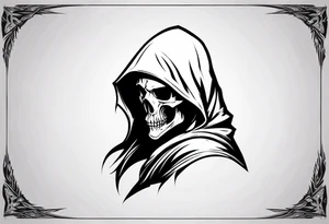 side view, hooded reaper upper body, no skull tattoo idea