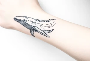 Blue whale flying above nyc tattoo idea