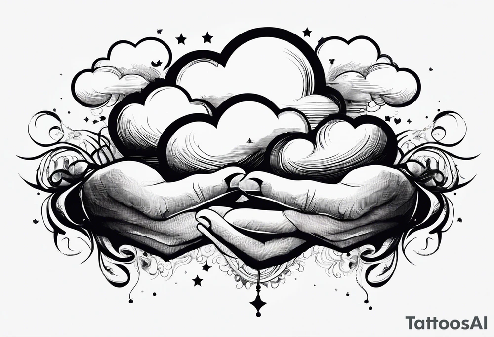 cloud, hands tattoo idea