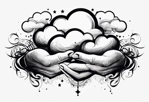 cloud, hands tattoo idea