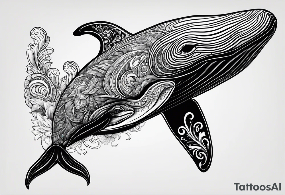 Breaching whale paisley tattoo idea