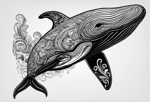 Breaching whale paisley tattoo idea