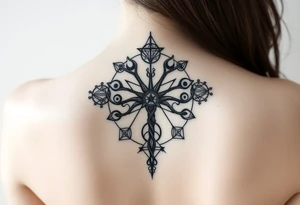 Sephiroth tree tattoo with sacred geometry and cosmic elements 10 Sephiroth Kabbala tattoo idea
