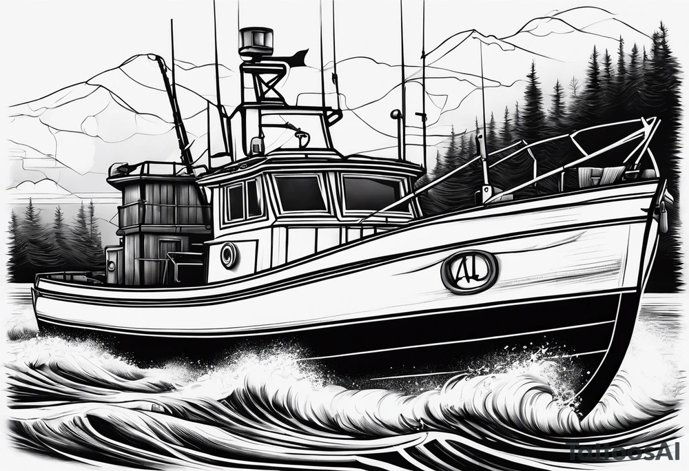 No alibi on the back of a fishing boat tattoo idea