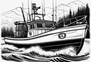 No alibi on the back of a fishing boat tattoo idea