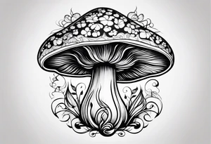vines wrapped around a mushroom tattoo idea