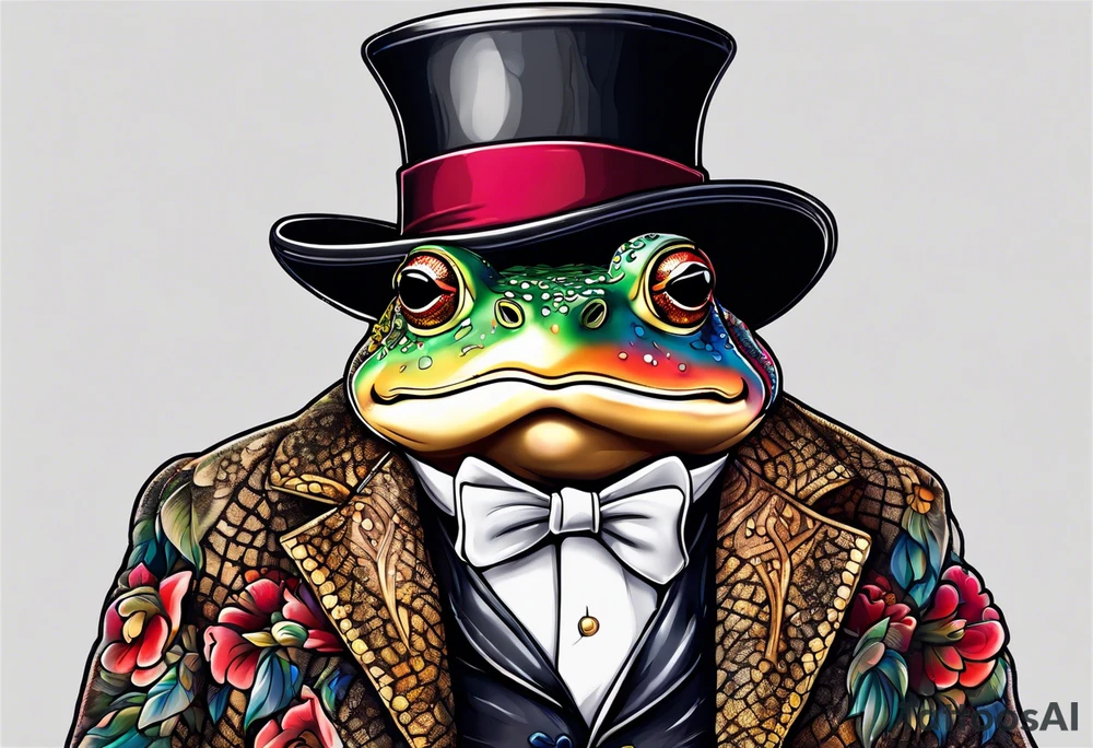 Toad wearing pimp fur coat no shirt tattoo idea