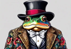 Toad wearing pimp fur coat no shirt tattoo idea