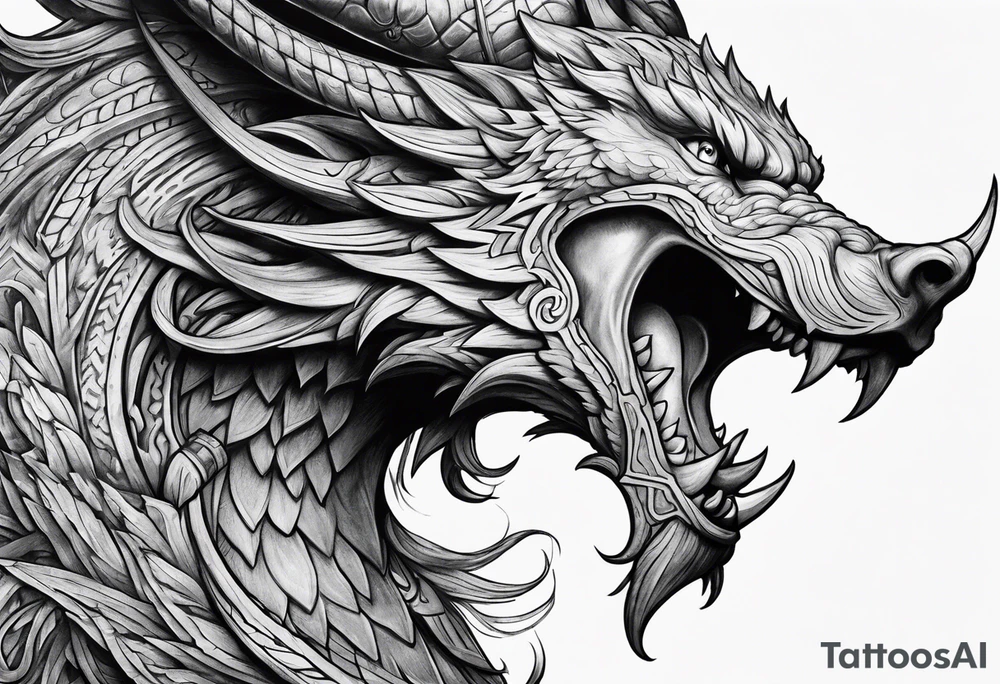 Norse mythology, ultra detail, realistic, nidhogg tattoo idea
