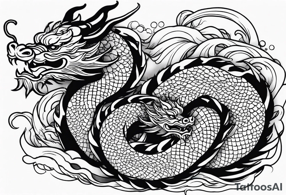 dragon hcinese in water tattoo idea