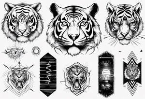 Forearm sleeve tattoo with a tiger and electricity tattoo idea