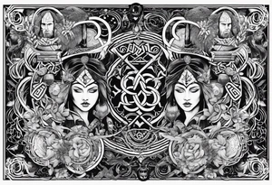 Nordic gods with runes and knots tattoo idea