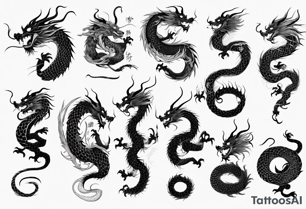 long chinese dragon with scales tattoo idea