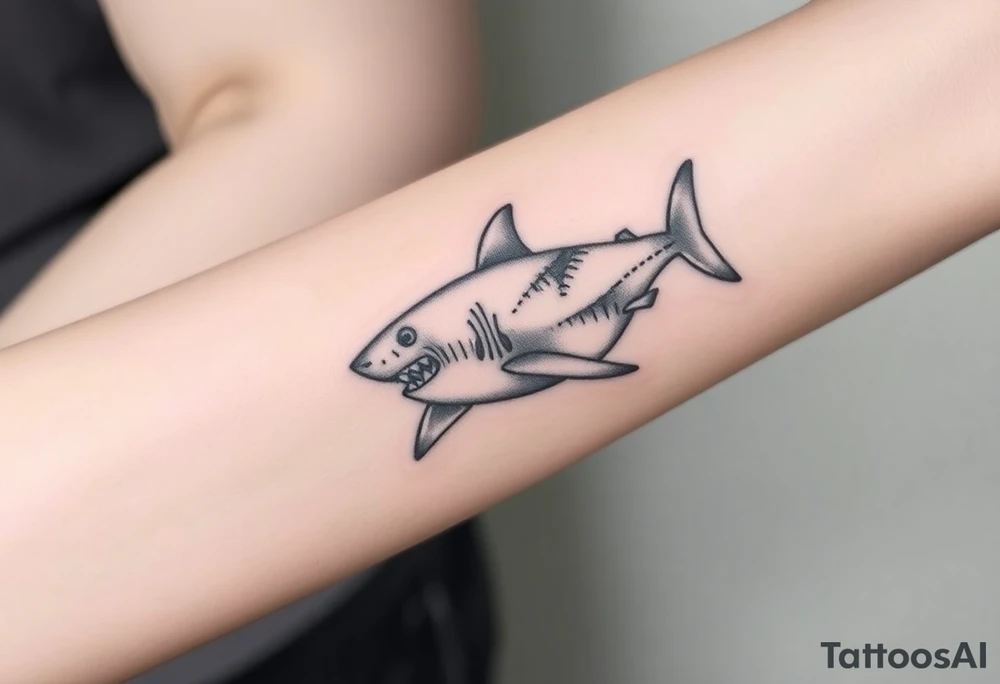 powerful  small great white shark moving forward tattoo tattoo idea