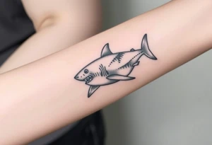 powerful  small great white shark moving forward tattoo tattoo idea