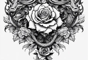 Dragon roses tattoo idea