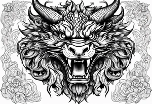 Animal Head ONLY: Chinese Dragon front facing tattoo idea