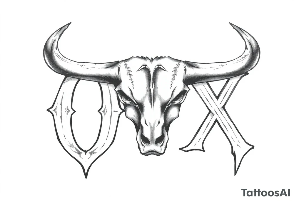 the word ox in bold letters tattoo idea