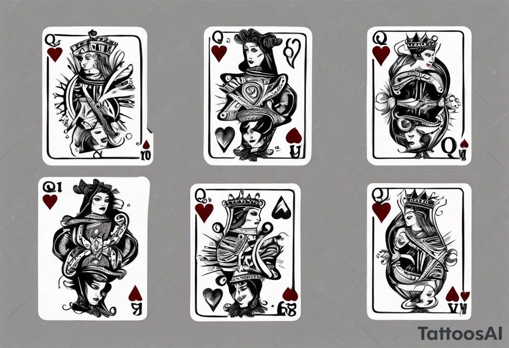 one queen of hearts card tattoo idea