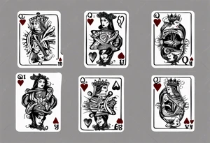 one queen of hearts card tattoo idea