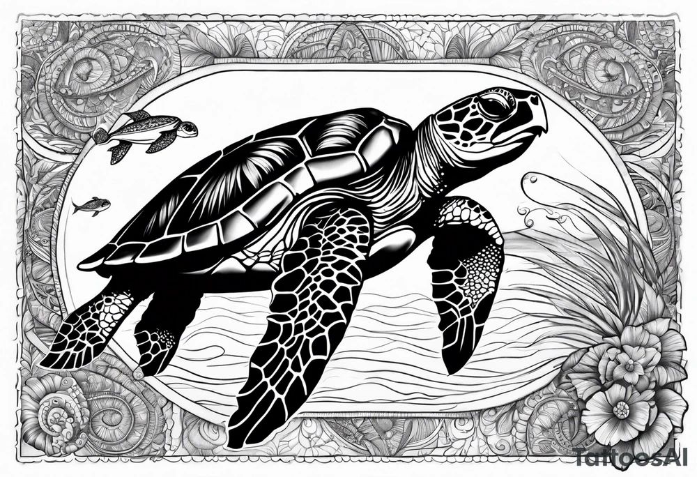 sea turtle Hawaii paisley tattoo idea