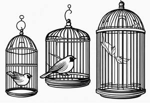 Open Empty bird cage tattoo idea