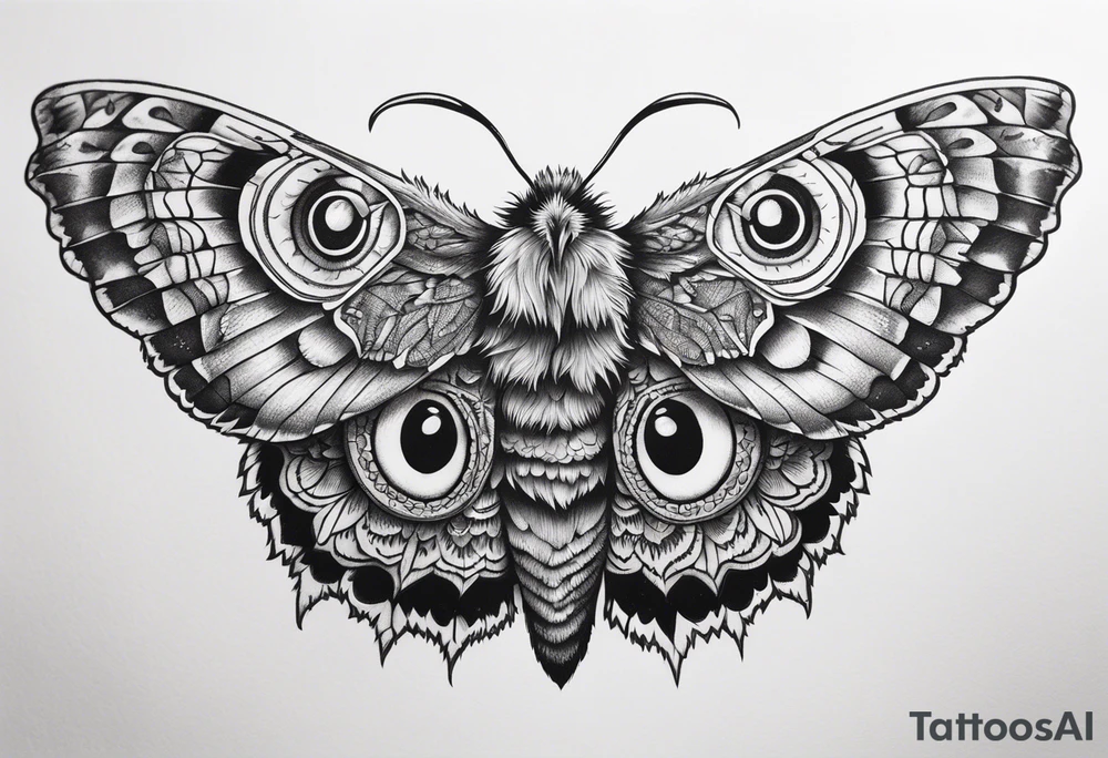 Dead head moth with owl eyes tattoo idea
